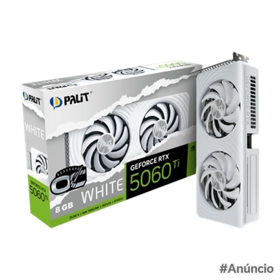 Placa de Video GeForce NVIDIA PALIT RTX 5060 Ti 8GB WHITE OC GDDR7 NE7506TU19P1-GB2062M