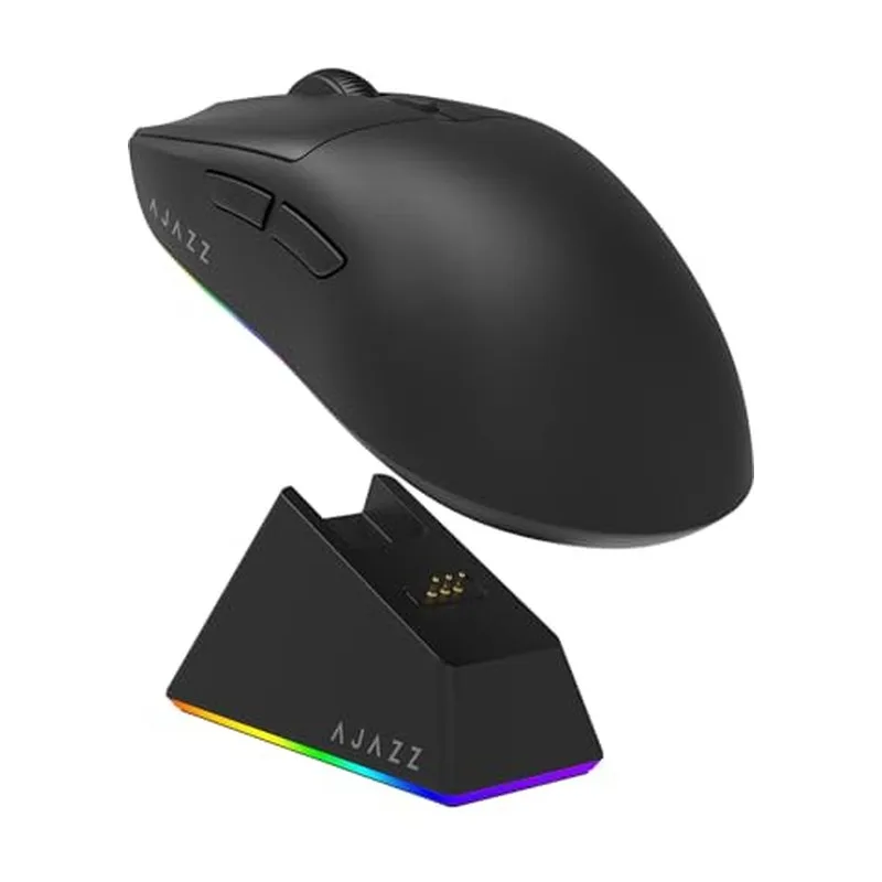 MechLands Mouse para jogos AJAZZ AJ139 V2 MC com base de carregamento, ajustável 12.000 DPI, sensor PAW3311, mouse sem fio de 3 modos, bateria de 500 mAh, taxa de polling de 1000, 66 g leve, WinMac