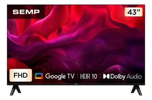 Smart Tv Semp 43 Polegadas Led Full Hd S42 Wifi Bluetooth Google Tv 2 Hdmi Hdr10 Dolby Audio 43s42