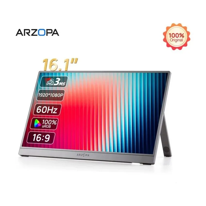 Monitor Portátil Arzopa Z1c 16,1 Ips Full Hd 1080p, 60Hz, 100 sRGB, 300cdm2, Usb-CMini Hdmi, Hdr10