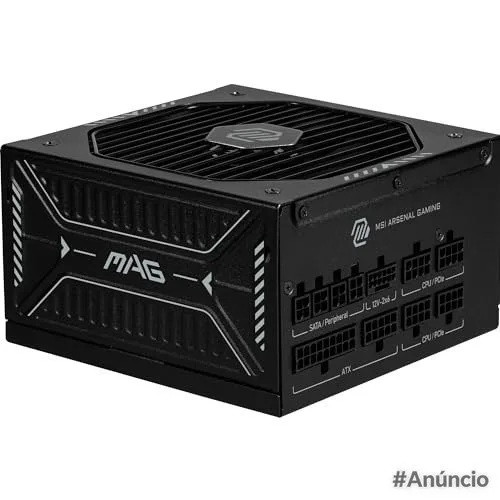 MSI MAG A1000GLS PCIE5 Adaptador de alimentação 1000 W, ouro 80 Plus, ATX 3.1, suporte GPU PCIe 5.1, suporte a GPU nativo 12V-2x6, conector bicolor 12V-2x6, ATX PSU, cabo modular